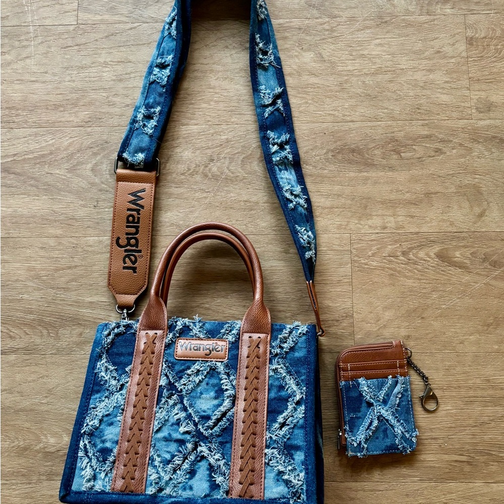 Wrangler Denim and Leather Shoulder Bag Set